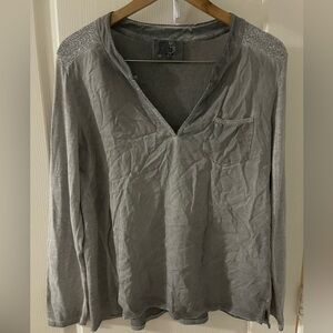 Free People Gray Blouse with Silver Accents